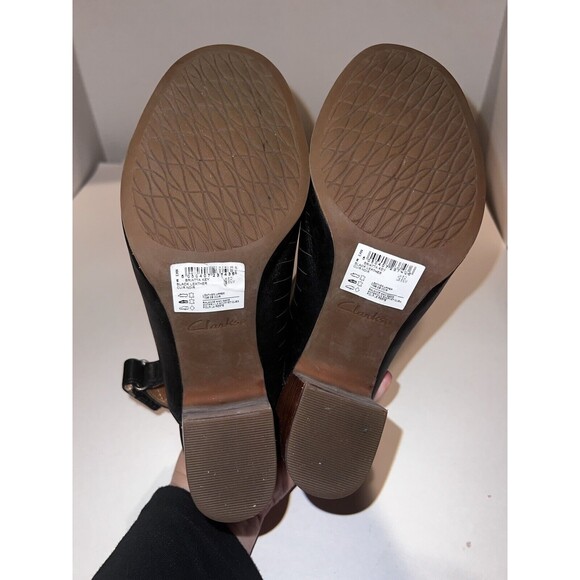 CLARKS Sandals Womens Sz 8.5 Briatta Key Slingback Block Heel Peep Toe New - Picture 7 of 10